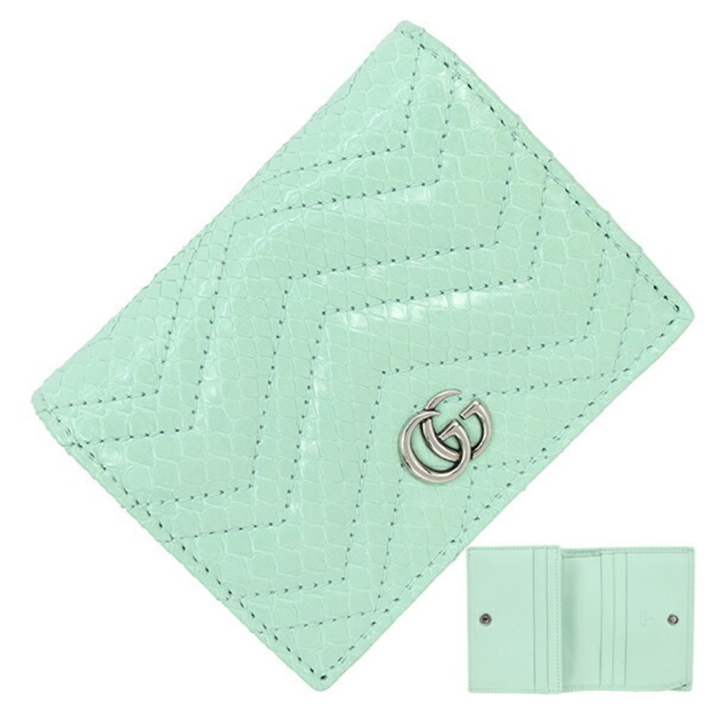 Gucci Python Green Wallet Leather Chevron Snakesk… - image 1